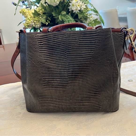 Dooney & Bourke Black and Brown Textured Tote - Picture 2 of 5